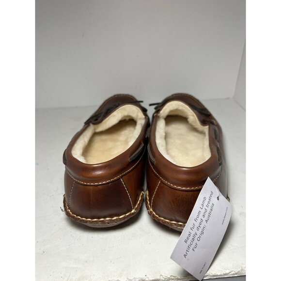 LL Bean Slippers Mens size 11 Brown Double Sole Slip on Shearling Lined New - Picture 5 of 8